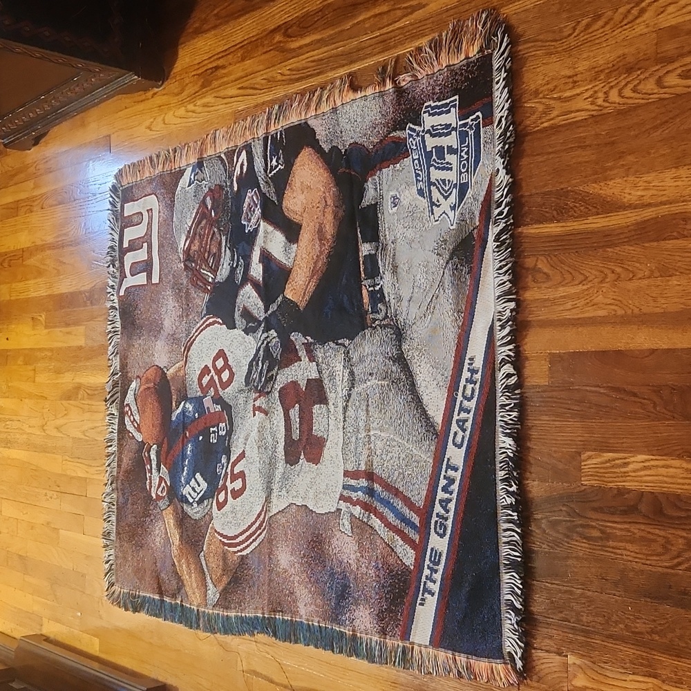 NY Giants Collectors rug celebrating the greatest catch in Superbowl history